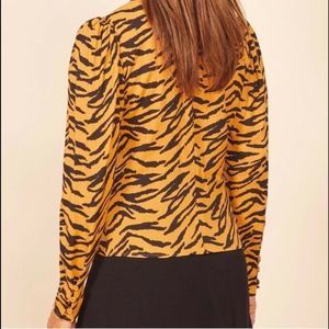 Reformation Gold And Black Tiger Print Top